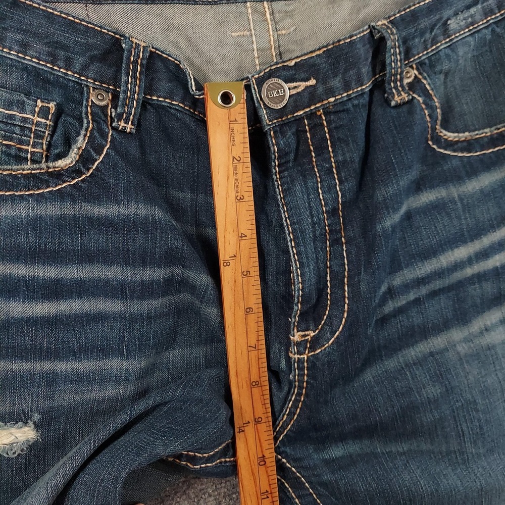 BKE Tyler Straight Jeans Mens Fits 38x28 Relaxed Straight Distress Thick Stitch‎ - Picture 8 of 11